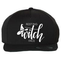 Resting Witch Face With Witch Hat Funny Halloween Design Funny Gift Wool Snapback Cap
