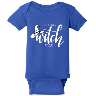 Resting Witch Face With Witch Hat Funny Halloween Design Funny Gift Baby Bodysuit
