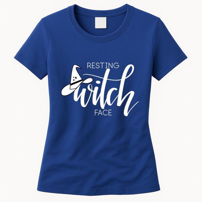 Resting Witch Face With Witch Hat Funny Halloween Design Funny Gift Womens T-Shirt