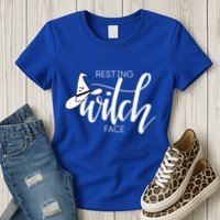 Resting Witch Face With Witch Hat Funny Halloween Design Funny Gift Womens T-Shirt