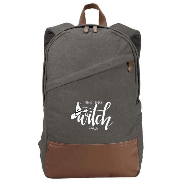 Resting Witch Face With Witch Hat Funny Halloween Design Funny Gift Cotton Canvas Backpack