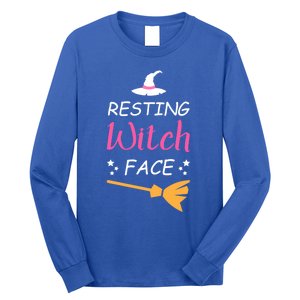 Resting Witch Face Halloween Broomstick Witch Hat Gift Long Sleeve Shirt