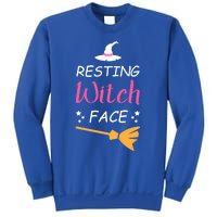 Resting Witch Face Halloween Broomstick Witch Hat Gift Sweatshirt