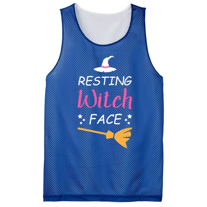 Resting Witch Face Halloween Broomstick Witch Hat Gift Mesh Reversible Basketball Jersey Tank