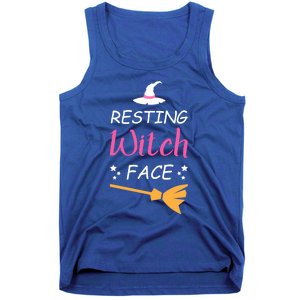 Resting Witch Face Halloween Broomstick Witch Hat Gift Tank Top