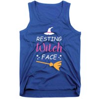 Resting Witch Face Halloween Broomstick Witch Hat Gift Tank Top