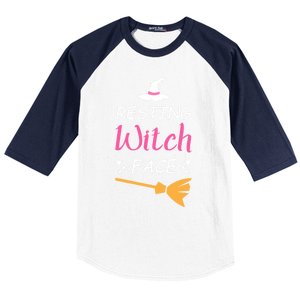 Resting Witch Face Halloween Broomstick Witch Hat Gift Baseball Sleeve Shirt