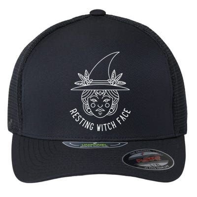 Resting Witch Face: Minimalist Witch Design Gift Flexfit Unipanel Trucker Cap