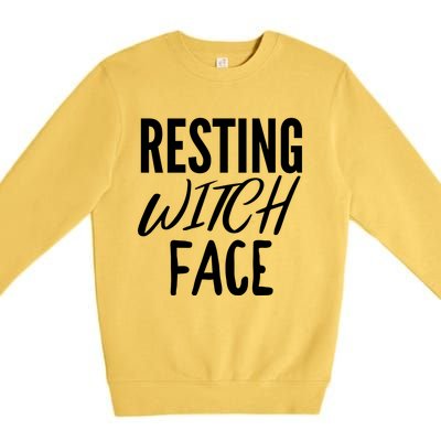 Resting Witch Face Funny Halloween Funny Gift Premium Crewneck Sweatshirt