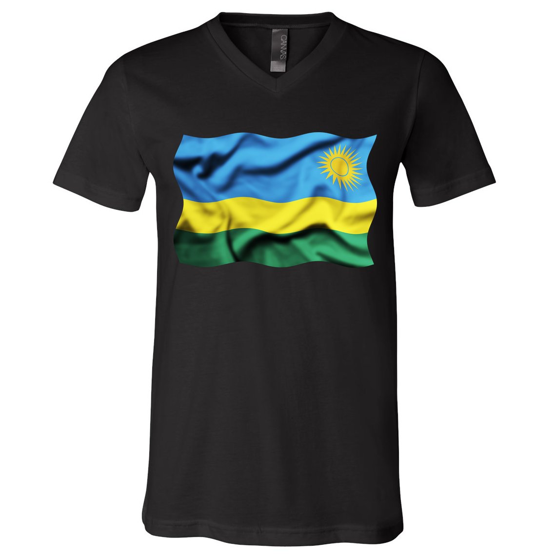 Rwanda Wavey Flag V-Neck T-Shirt