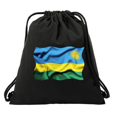 Rwanda Wavey Flag Drawstring Bag