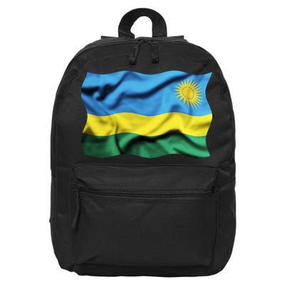 Rwanda Wavey Flag 16 in Basic Backpack