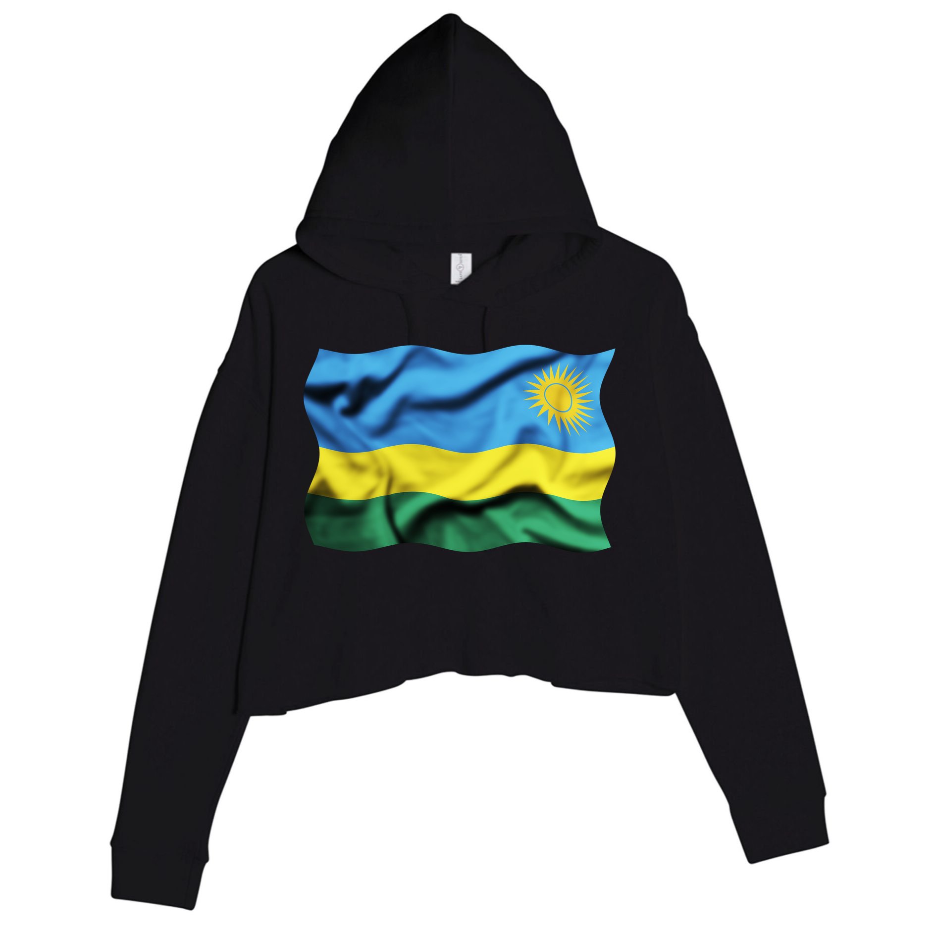 Rwanda Wavey Flag Crop Fleece Hoodie