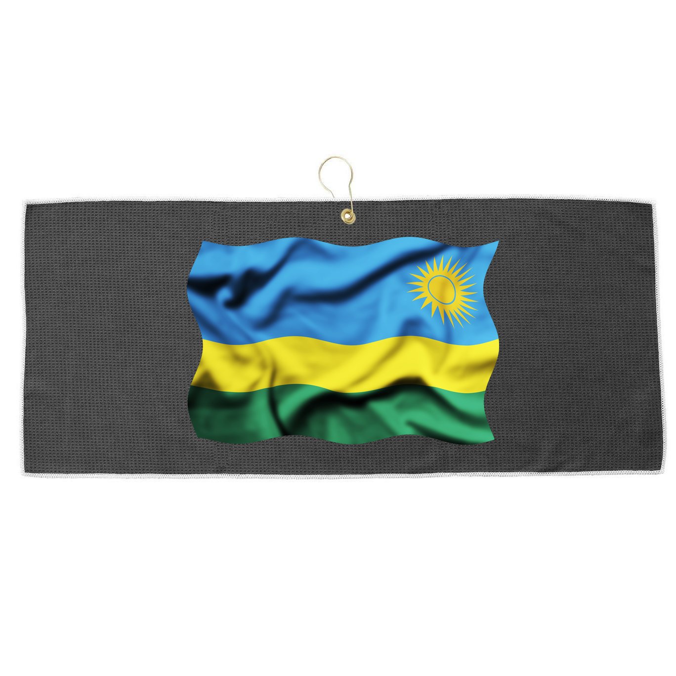 Rwanda Wavey Flag Large Microfiber Waffle Golf Towel