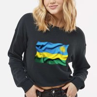 Rwanda Wavey Flag Cropped Pullover Crew