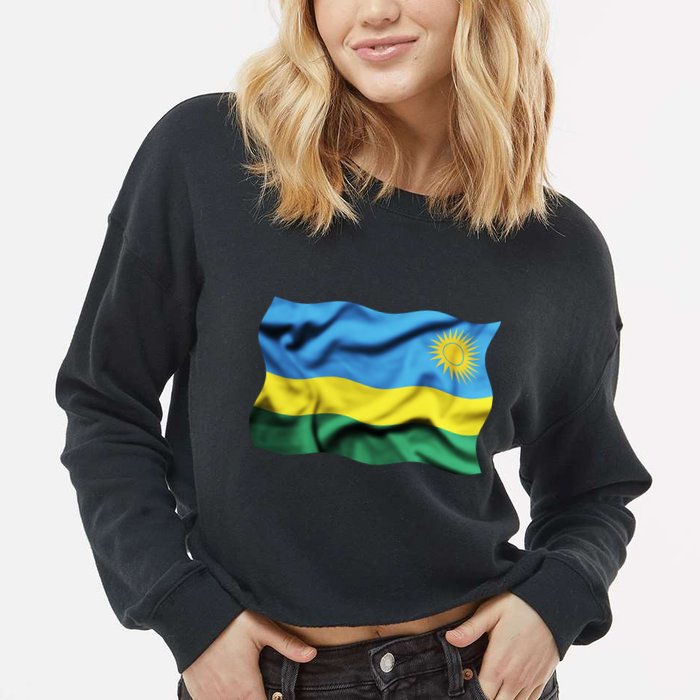 Rwanda Wavey Flag Cropped Pullover Crew