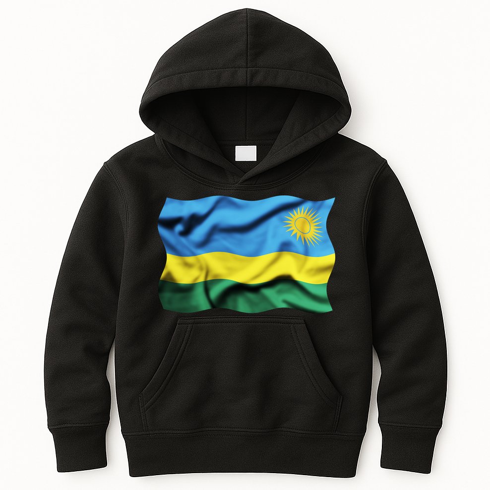 Rwanda Wavey Flag Kids Hoodie