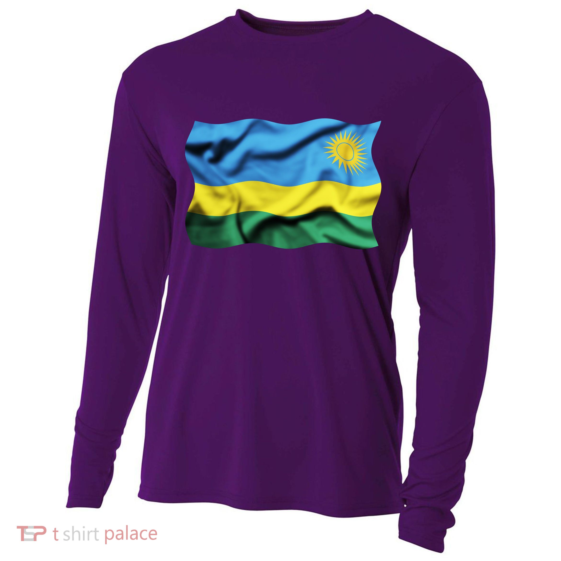 Rwanda Wavey Flag Cooling Performance Long Sleeve Crew