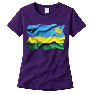 Rwanda Wavey Flag Womens T-Shirt