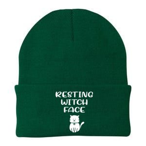 Resting Witch Face Pentacle Cat Wiccan Pagan Cheeky Witch Funny Gift Knit Cap Winter Beanie