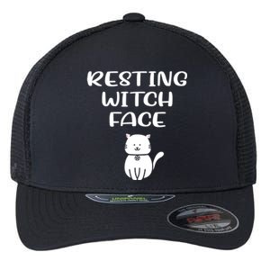 Resting Witch Face Pentacle Cat Wiccan Pagan Cheeky Witch Funny Gift Flexfit Unipanel Trucker Cap