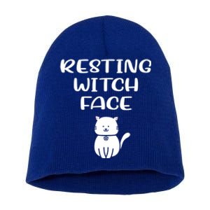 Resting Witch Face Pentacle Cat Wiccan Pagan Cheeky Witch Funny Gift Short Acrylic Beanie