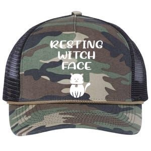 Resting Witch Face Pentacle Cat Wiccan Pagan Cheeky Witch Funny Gift Retro Rope Trucker Hat Cap