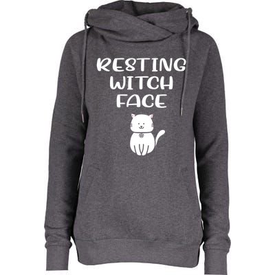 Resting Witch Face Pentacle Cat Wiccan Pagan Cheeky Witch Funny Gift Womens Funnel Neck Pullover Hood