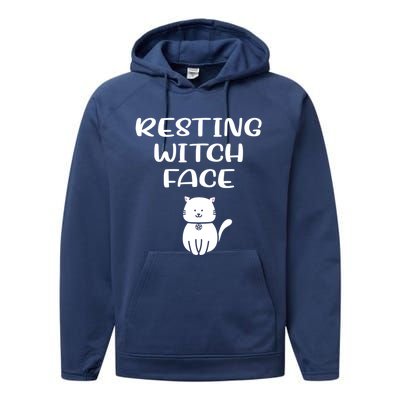 Resting Witch Face Pentacle Cat Wiccan Pagan Cheeky Witch Funny Gift Performance Fleece Hoodie