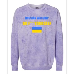 Russian Warship Go F Yourself Ukraine Support Strong Peace Colorblast Crewneck Sweatshirt