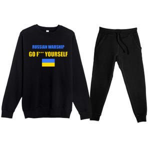 Russian Warship Go F Yourself Ukraine Support Strong Peace Premium Crewneck Sweatsuit Set