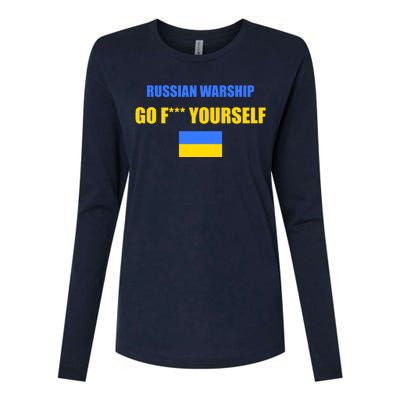 Russian Warship Go F Yourself Ukraine Support Strong Peace Womens Cotton Relaxed Long Sleeve T-Shirt