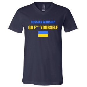 Russian Warship Go F Yourself Ukraine Support Strong Peace V-Neck T-Shirt