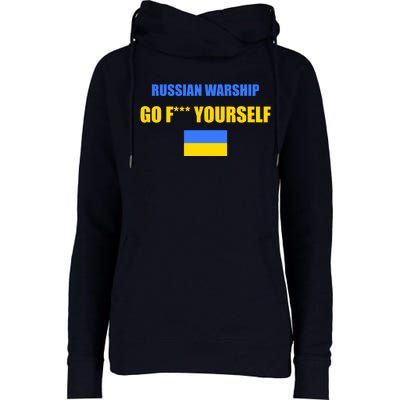 Russian Warship Go F Yourself Ukraine Support Strong Peace Womens Funnel Neck Pullover Hood