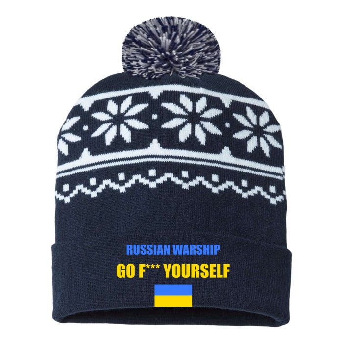 Russian Warship Go F Yourself Ukraine Support Strong Peace USA-Made Snowflake Beanie