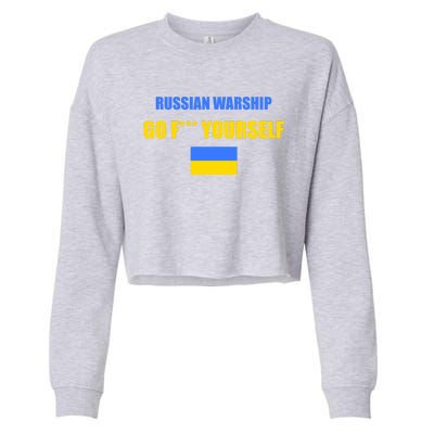 Russian Warship Go F Yourself Ukraine Support Strong Peace Cropped Pullover Crew