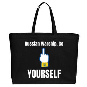 Russian Warship Go F**K Yourself Middle Finger Ukraine Cotton Canvas Jumbo Tote