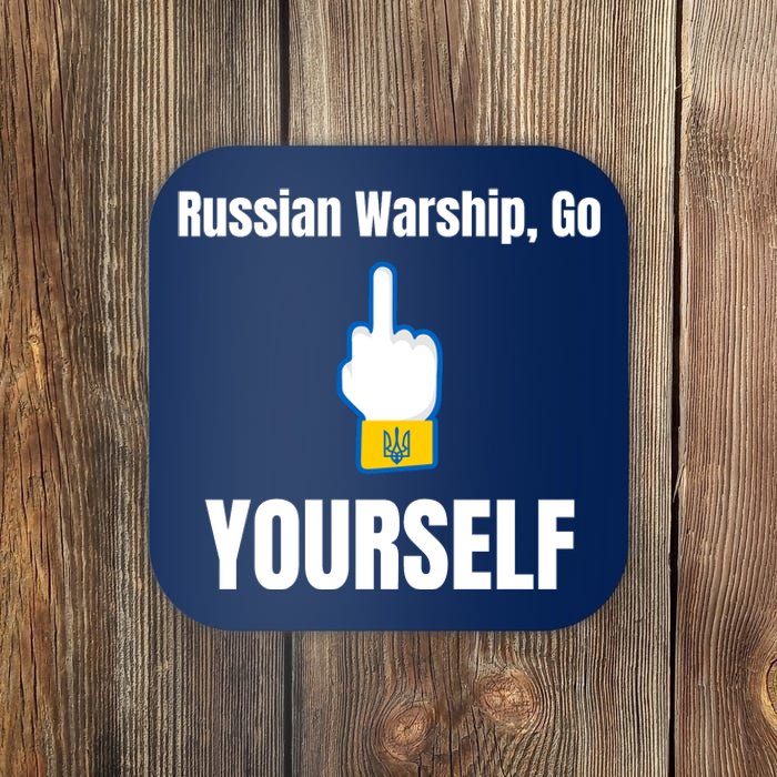 Russian Warship Go F**K Yourself Middle Finger Ukraine Coaster