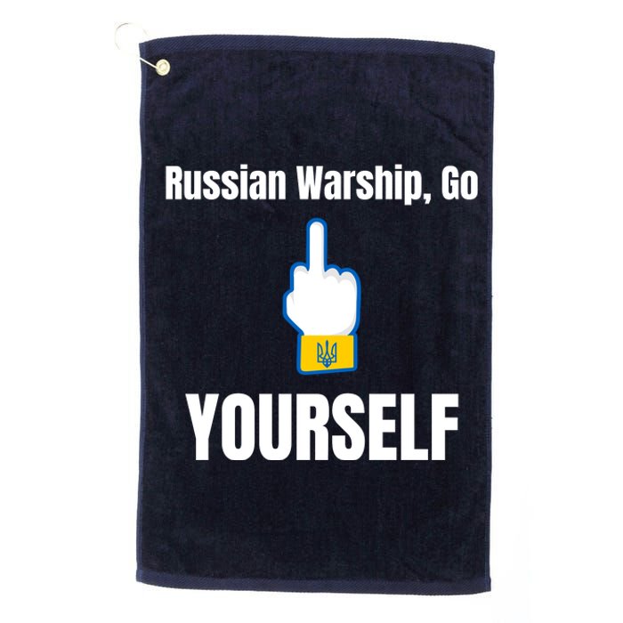 Russian Warship Go F**K Yourself Middle Finger Ukraine Platinum Collection Golf Towel