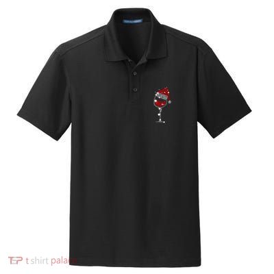 Red Wine Glass Christmas Tee Funny Santa Hat Xmas Gift Great Gift Dry Zone Grid Polo