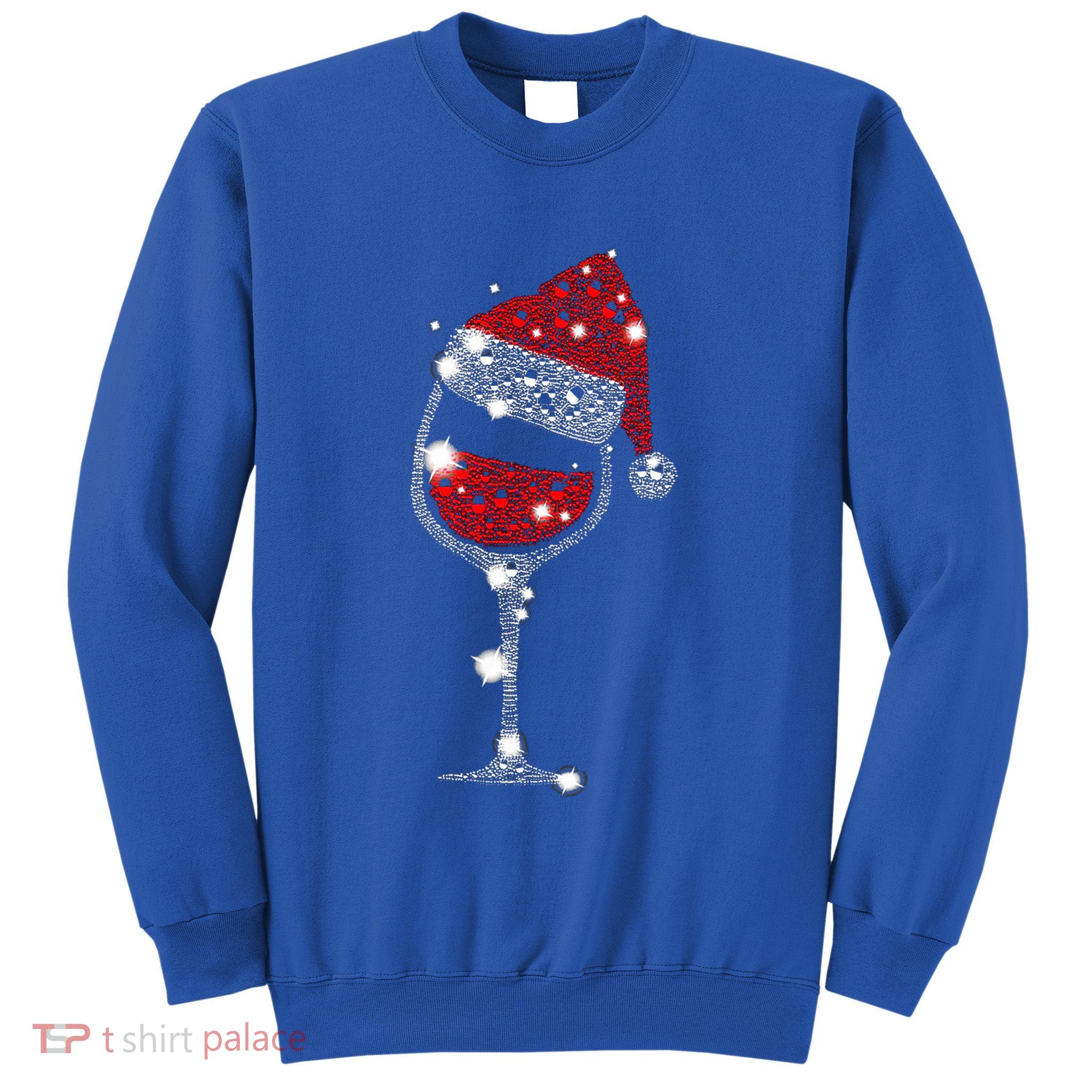 Red Wine Glass Christmas Tee Funny Santa Hat Xmas Gift Great Gift Sweatshirt