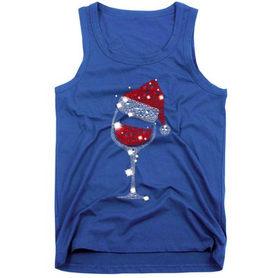 Red Wine Glass Christmas Tee Funny Santa Hat Xmas Gift Great Gift Tank Top