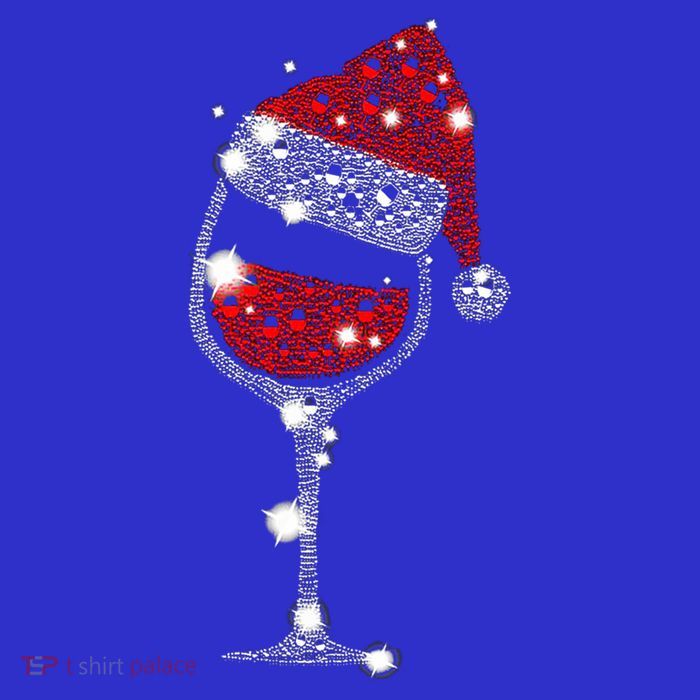 Red Wine Glass Christmas Tee Funny Santa Hat Xmas Gift Great Gift Womens T-Shirt