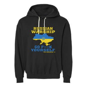 Russian Warship Go F Yourself Garment-Dyed Fleece Hoodie