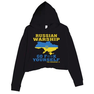 Russian Warship Go F Yourself Crop Fleece Hoodie