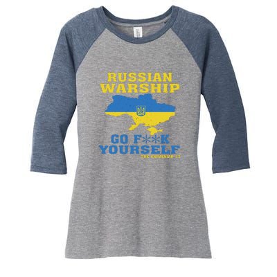 Russian Warship Go F Yourself Women's Tri-Blend 3/4-Sleeve Raglan Shirt