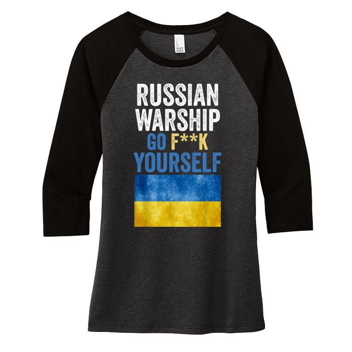 Russian Warship Go F Yourself, Russian Warship Go Fuck Yourself Women's Tri-Blend 3/4-Sleeve Raglan Shirt