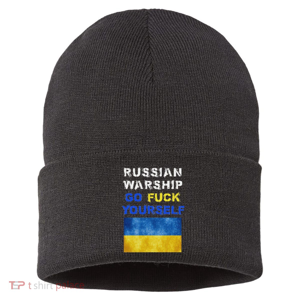 Russian Warship Go F Yourself Sustainable Knit Beanie