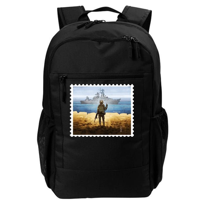 Russian Warship Go F Yourself Ukraine Postage Stamp Ukrainian Pride Daily Commute Backpack