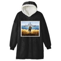 Russian Warship Go F Yourself Ukraine Postage Stamp Ukrainian Pride Hooded Wearable Blanket